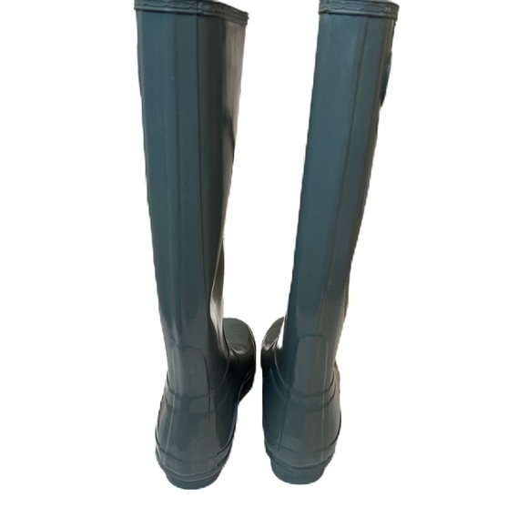 Hunter Original Tall Gloss Size US8 Gull Grey Graphite Rain Boots Waterproof - Picture 4 of 15